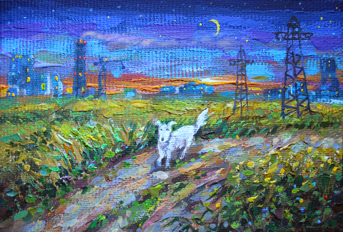 "Домой!" картон, акрил, 16 Х 25, 2015