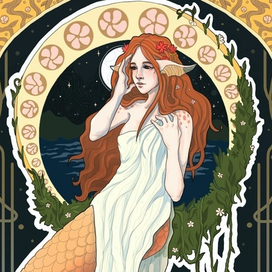 Русалка в стиле Альфонса Мухи