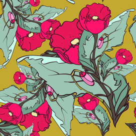 Бесшовная текстура с маками - 4