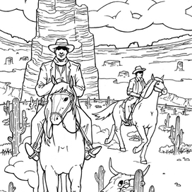 Раскраска "Ковбои"