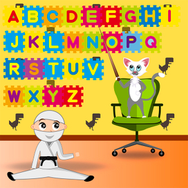 Иллюстрация к книге "The Adventures of Ninja and the Cat".