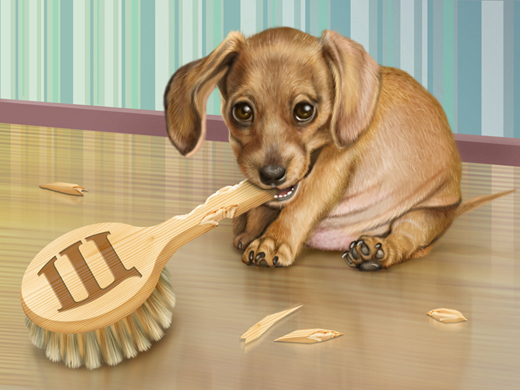 Щенок, щетка, щепки
