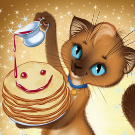 Кошка с лепешками