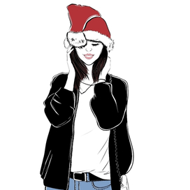 Девушка в новогодней шапке