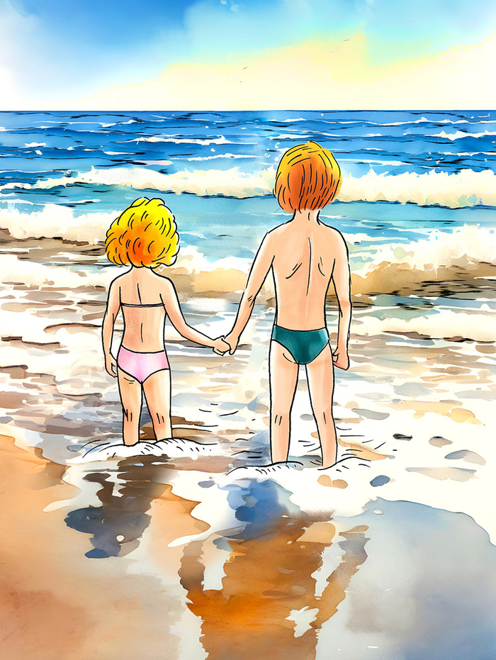 Оля и Рома на море