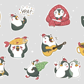 Стикеры Пингвинчики для ОК
