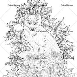 Раскраска "Песец и Остролист"