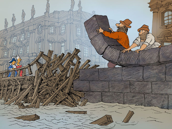 1763 год. Начало строительства каменных набережных