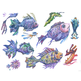 В синем море