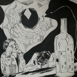 Иллюстрация на песню "Волки и вороны" гр. "Аквариум" 