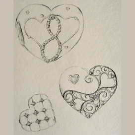 Эскиз ювелирных украшений. Сердца 
