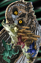 Иллюстрация к сборнику сказок. Смешан. техника.