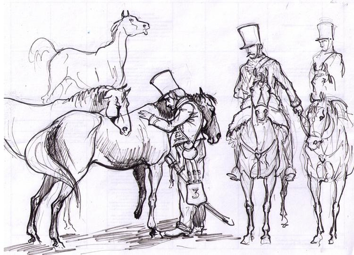 Эскиз. Лошади англичан