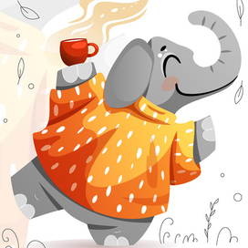 Осенний векторный слон в свитере