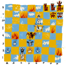 Силы Небесные ходят первыми и выигрывают за 2 хода.