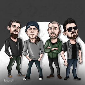 шарж. рок-группа