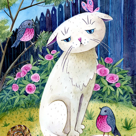 Кошечка в саду.