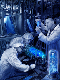 Исследование инопланетной жизни в лаборатории.