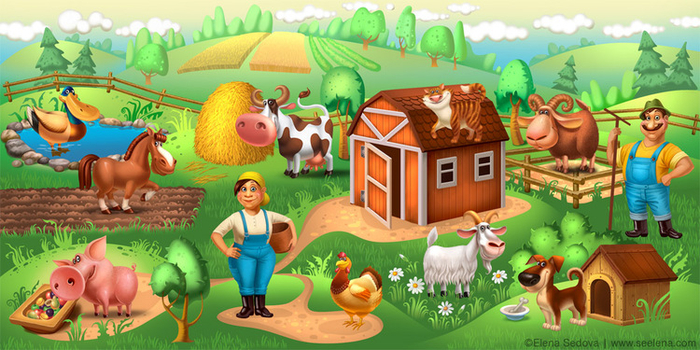 Иллюстрация для детской игры Animal Farm