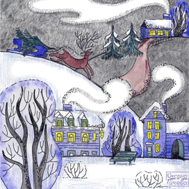 Акварельная иллюстрация на тему зимы