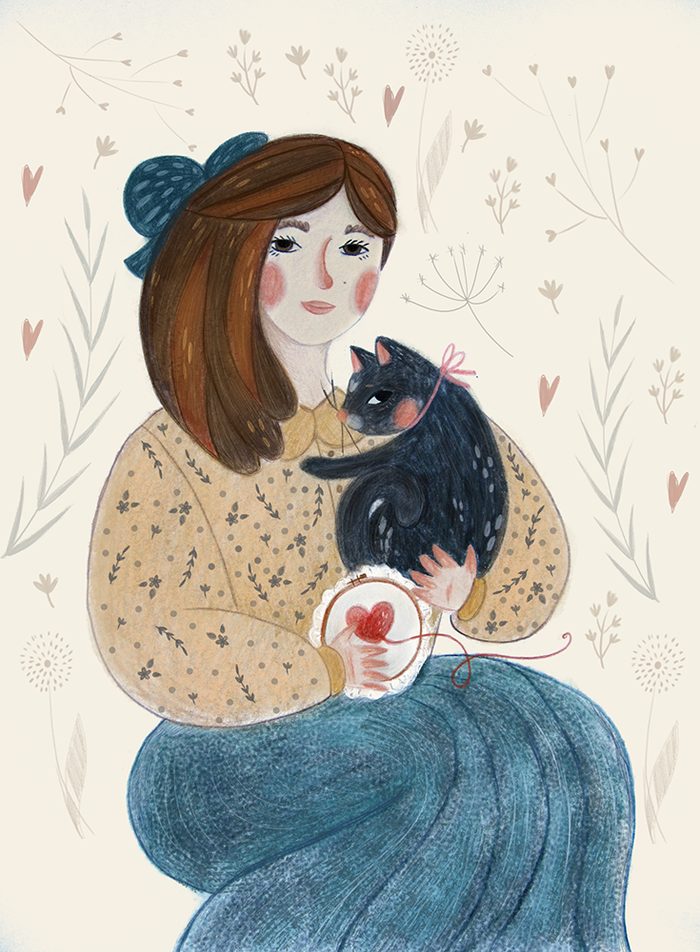 Девушка-вышивальщица