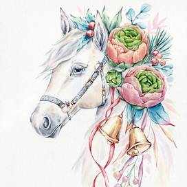 Символ года - Лошадь и цветы