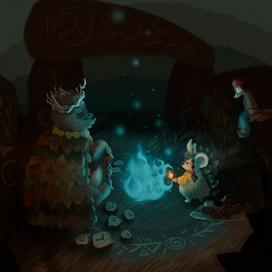 Magic Forest (медведь друид у загадочного костра)