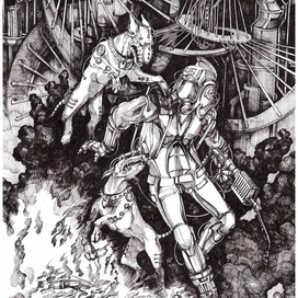 Иллюстрация к книге Рэя Брэдберри «451 градус по Фаренгейту»