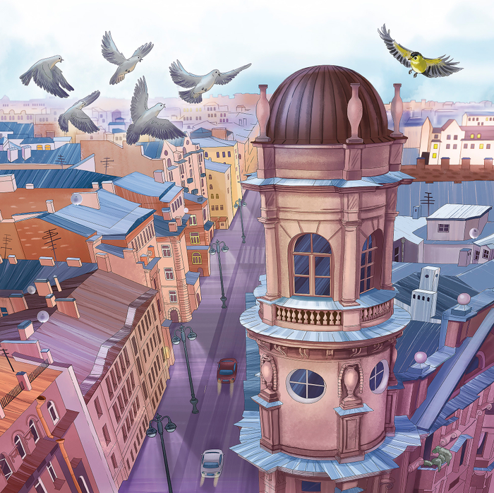 Пять углов. Птицы. Иллюстрация к детской книге. 