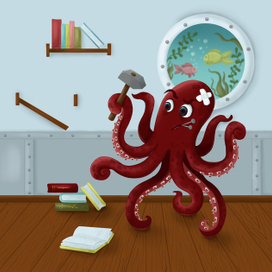 Иллюстрация "Невезучий осьминог"