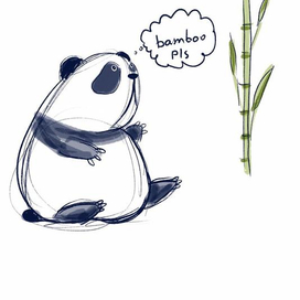 панда и бамбук