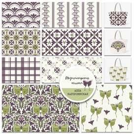 Набор бесшовных иллюстраций из коллекции "Мадагаскарская комета"