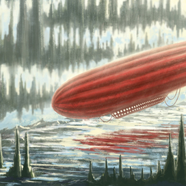 Пейзаж с дирижаблем ("Landscape with airship")