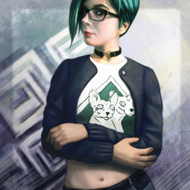 Girl with cats in the chest