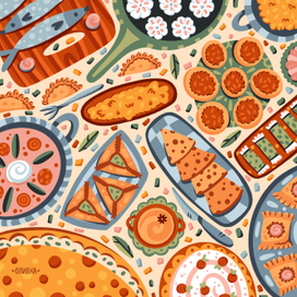 Праздничный стол | Food illustration