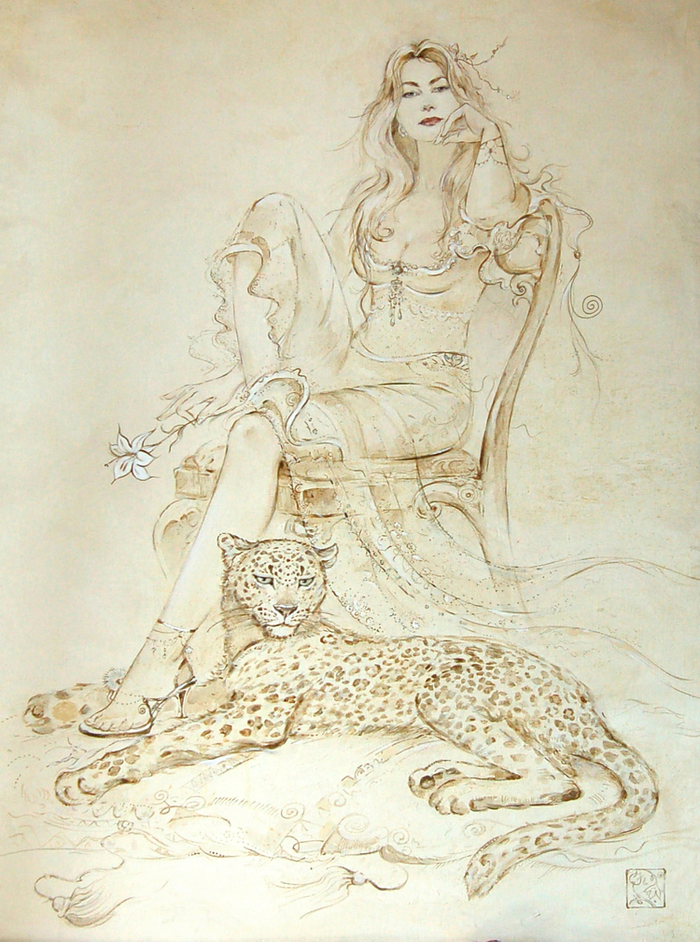 картина маслом - с леопердом