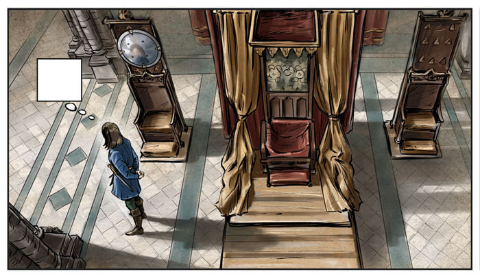 Рабочие фрагменты комикса "Спасти принцев из Тауэра". 