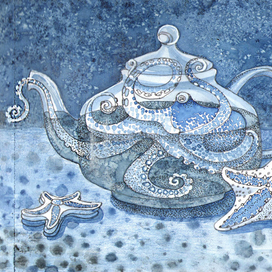 "Морские обитатели" Фрагмент разворота скетчбука