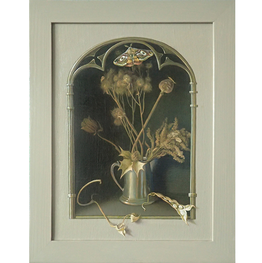 Серия "Сухие цветы", "Натюрморт с сухими цветами и бабочкой"