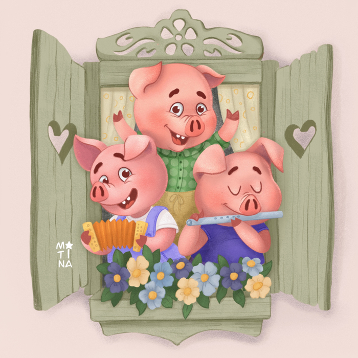 Книжная иллюстрация "Три поросёнка"