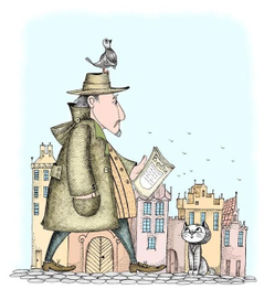 гражданин, кот и голубь.