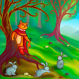 Иллюстрация для детской книжки "Кот в сапогах"