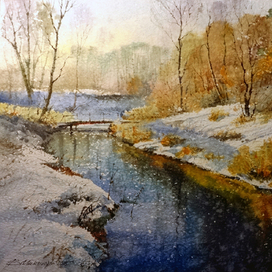 Первый снег на р.Кекавине.Латвия.