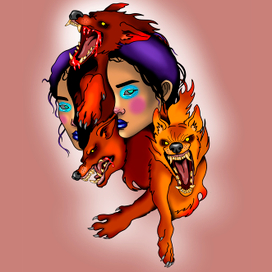 Девушка и пёсики