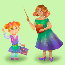 Профессии: Учитель и школьница