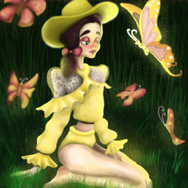 Девушка на лугу