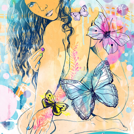 "ДЕВУШКА С БАБОЧКАМИ". РЕКЛАМНЫЙ БАННЕР.