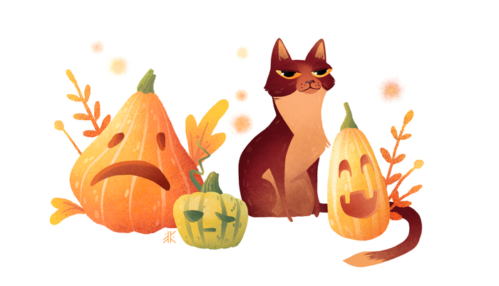 Кот и тыквы