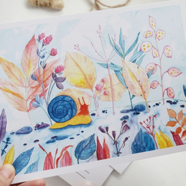 Улитка в траве.