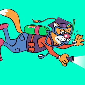 кот аквалангист